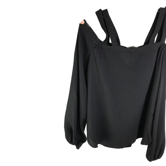 BCBG MAX AZRIA Top Womens Sz XS Black Cold Shoulder Long Sleeve NWT Minimal Lux - Picture 5 of 11